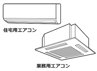 画像:住宅用エアコン、業務用エアコン